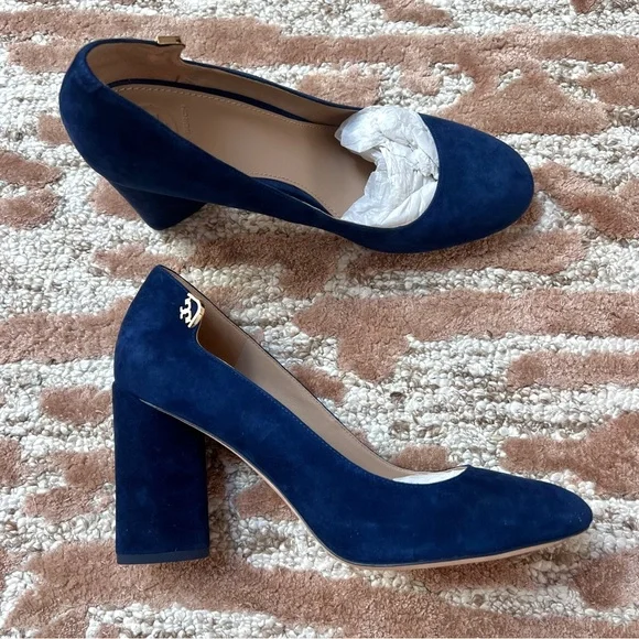 Tory Burch Dark Blue Suede Heels - Picture 5 of 9